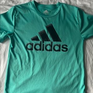 Adidas Kids Aqua T-Shirt with Black Logo